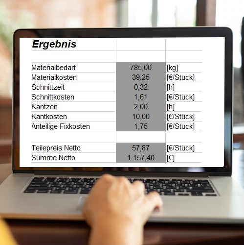 Blechteile kalkulieren Excel